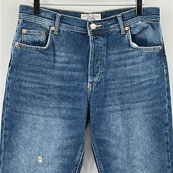 We The Free Maggie Mid Rise Button Fly Chewed Hem Jeans in Sequoia - Size 28 - Picture 3 of 9